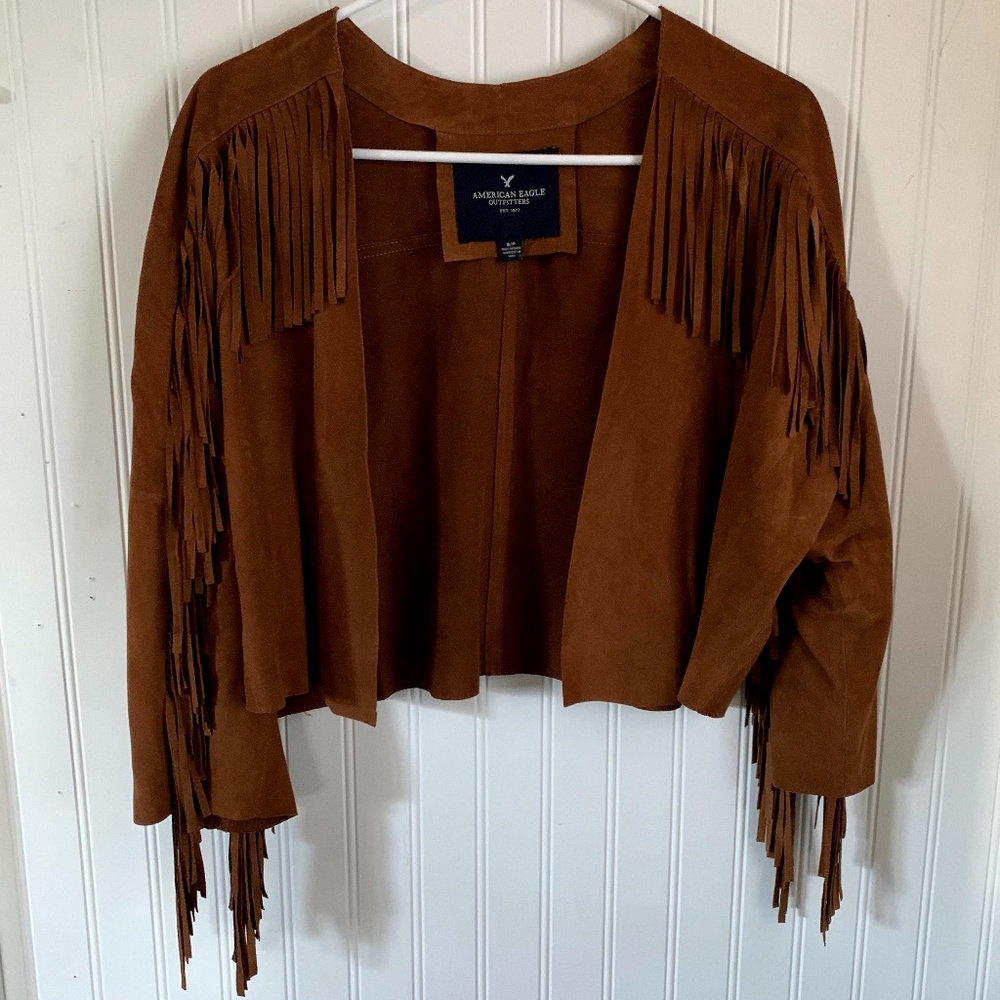 American Eagle Fringe Suede Jacket, S